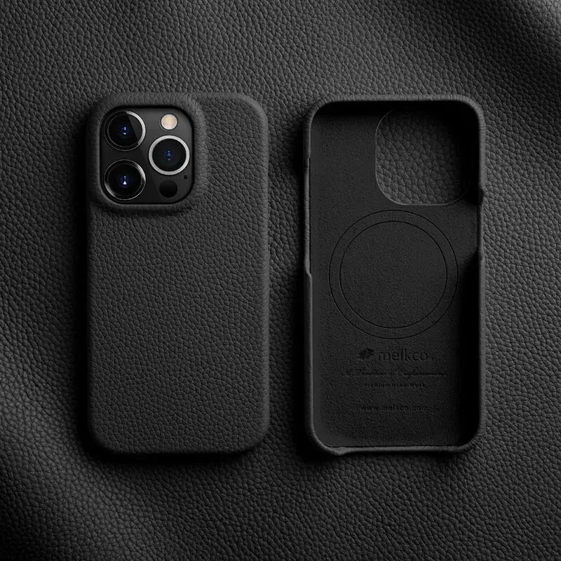 Melkco iPhone 14 Pro Max Premium Leather Magsafe Cover - Black - Tashqila Melkco iPhone 14 Pro Max Premium Leather Magsafe Cover - Black - Tashqila